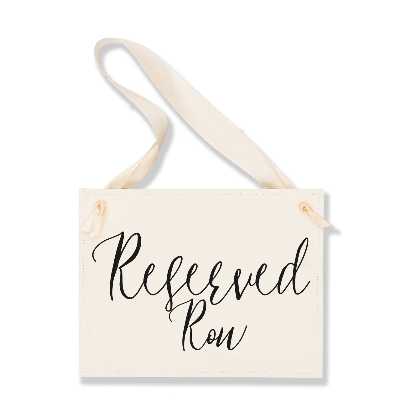Ritzy Rose Reserved Row Sign - Black on 11x8in Ivory Linen Cardstock with Ivory Ribbon